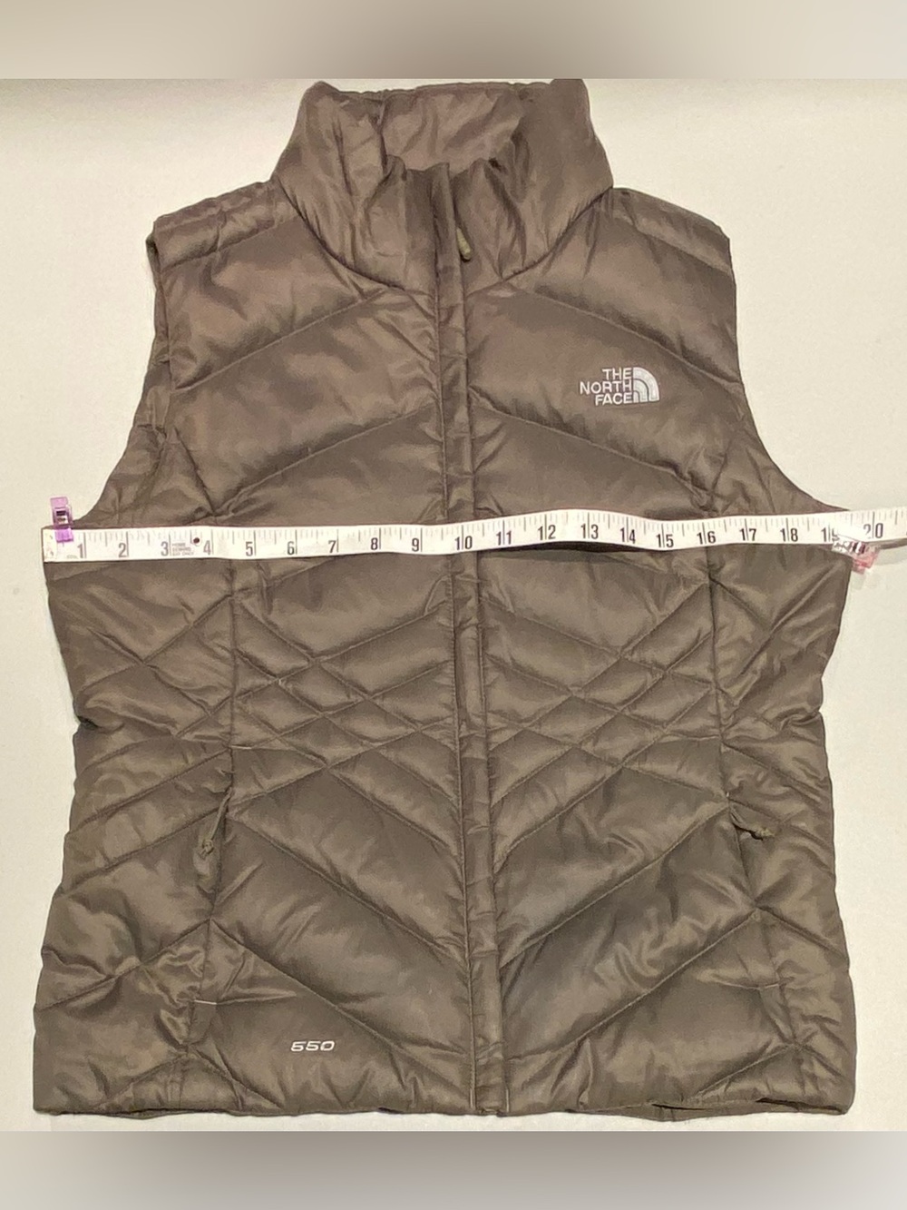 The North Face Olive Green Aconcagua 550 Quilted Down Puffer Vest, size S - Picture 7 of 7